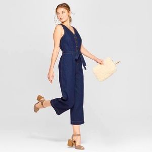 Universal threads dark denim button up jumpsuit sz 2